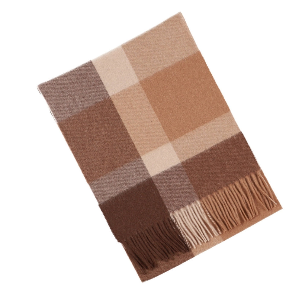 Schal mit großem Karomuster aus 100 % Wolle in Braun-Beige – York (6)