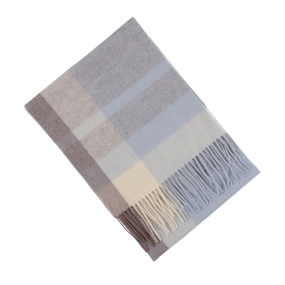 Karierter Schal aus 100 % Wolle in Blau – London (6)